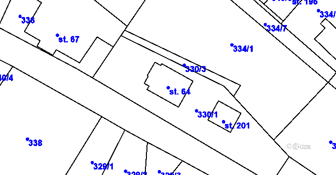 Parcela st. 64 v KÚ Pustá Kamenice, Katastrální mapa