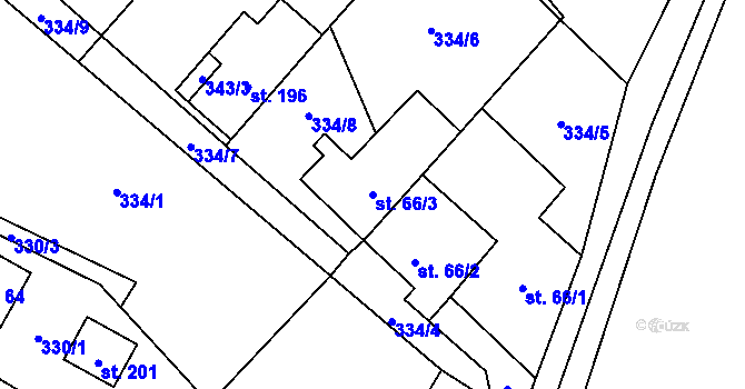Parcela st. 66/3 v KÚ Pustá Kamenice, Katastrální mapa