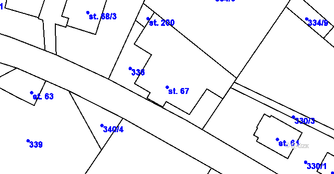 Parcela st. 67 v KÚ Pustá Kamenice, Katastrální mapa