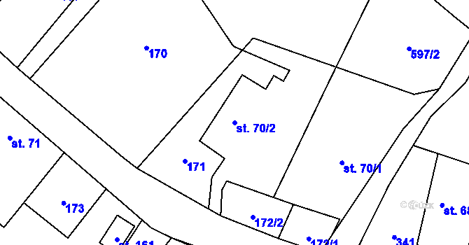 Parcela st. 70/2 v KÚ Pustá Kamenice, Katastrální mapa