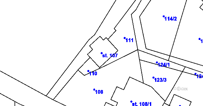 Parcela st. 107 v KÚ Pustá Kamenice, Katastrální mapa