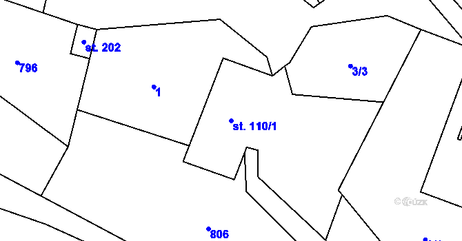 Parcela st. 110/1 v KÚ Pustá Kamenice, Katastrální mapa