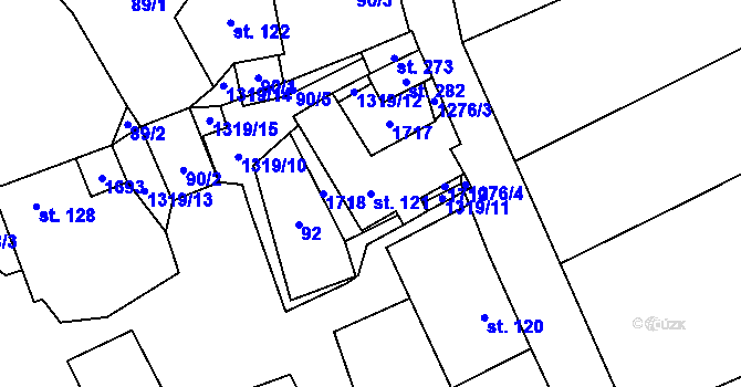 Parcela st. 121 v KÚ Pustá Kamenice, Katastrální mapa