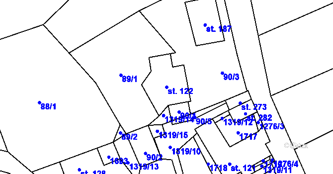 Parcela st. 122 v KÚ Pustá Kamenice, Katastrální mapa