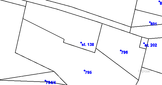 Parcela st. 138 v KÚ Pustá Kamenice, Katastrální mapa