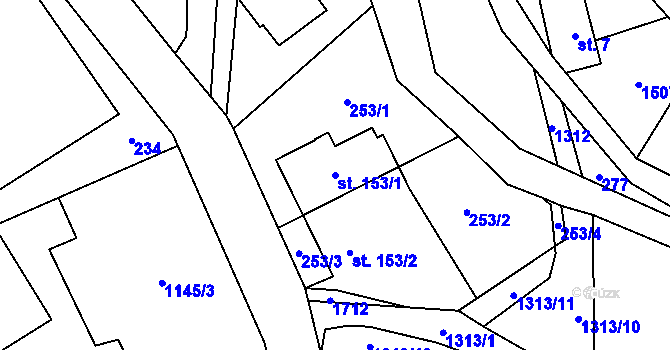 Parcela st. 153/1 v KÚ Pustá Kamenice, Katastrální mapa