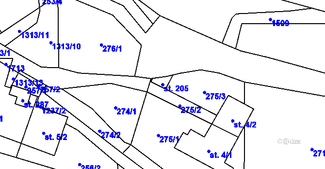 Parcela st. 205 v KÚ Pustá Kamenice, Katastrální mapa