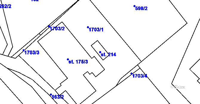 Parcela st. 214 v KÚ Pustá Kamenice, Katastrální mapa