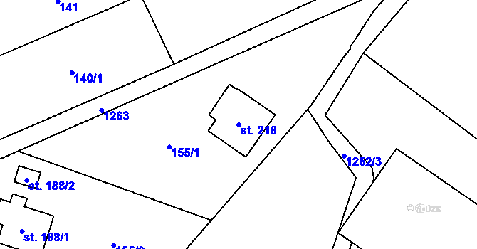 Parcela st. 218 v KÚ Pustá Kamenice, Katastrální mapa