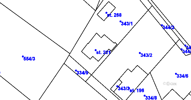Parcela st. 221 v KÚ Pustá Kamenice, Katastrální mapa