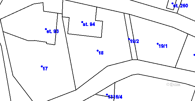 Parcela st. 18 v KÚ Pustá Kamenice, Katastrální mapa