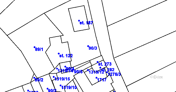 Parcela st. 90/3 v KÚ Pustá Kamenice, Katastrální mapa