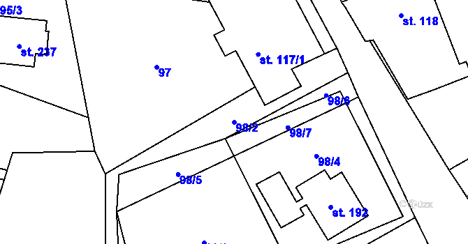 Parcela st. 98/2 v KÚ Pustá Kamenice, Katastrální mapa