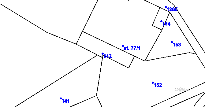 Parcela st. 142 v KÚ Pustá Kamenice, Katastrální mapa