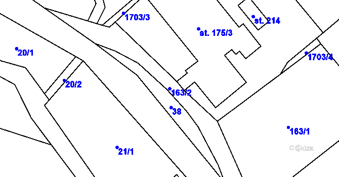 Parcela st. 163/2 v KÚ Pustá Kamenice, Katastrální mapa