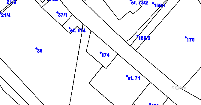 Parcela st. 174 v KÚ Pustá Kamenice, Katastrální mapa
