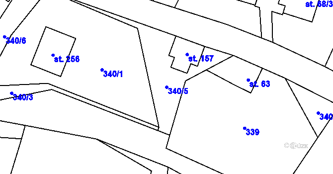 Parcela st. 340/5 v KÚ Pustá Kamenice, Katastrální mapa
