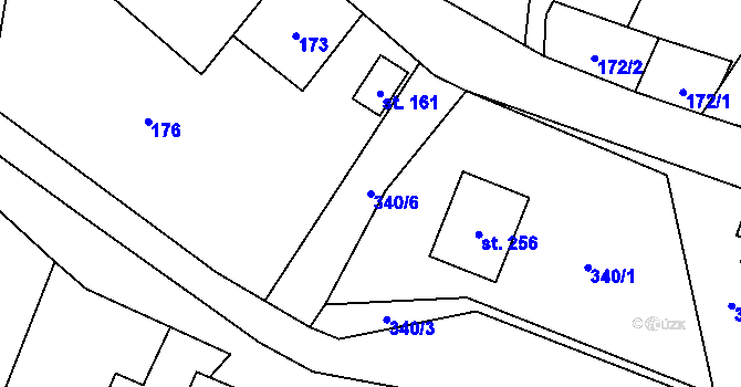 Parcela st. 340/6 v KÚ Pustá Kamenice, Katastrální mapa