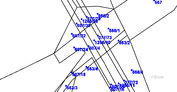 Parcela st. 607/4 v KÚ Pustá Kamenice, Katastrální mapa