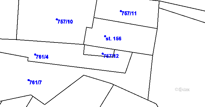 Parcela st. 757/12 v KÚ Pustá Kamenice, Katastrální mapa