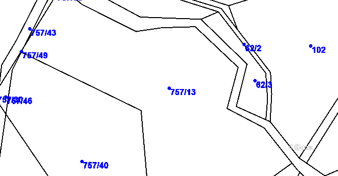 Parcela st. 757/13 v KÚ Pustá Kamenice, Katastrální mapa