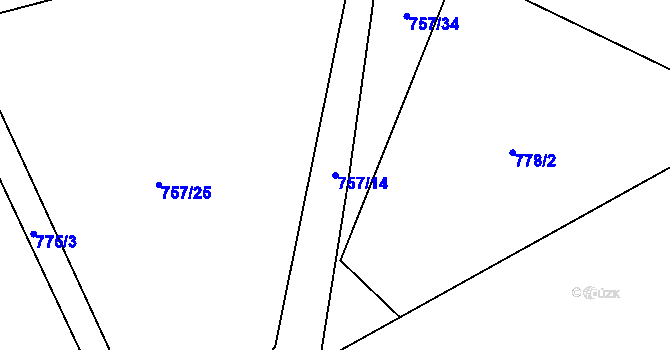 Parcela st. 757/14 v KÚ Pustá Kamenice, Katastrální mapa