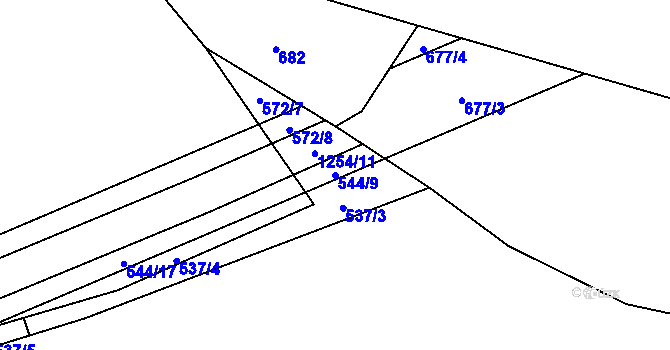 Parcela st. 544/9 v KÚ Pustá Kamenice, Katastrální mapa