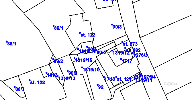 Parcela st. 90/5 v KÚ Pustá Kamenice, Katastrální mapa