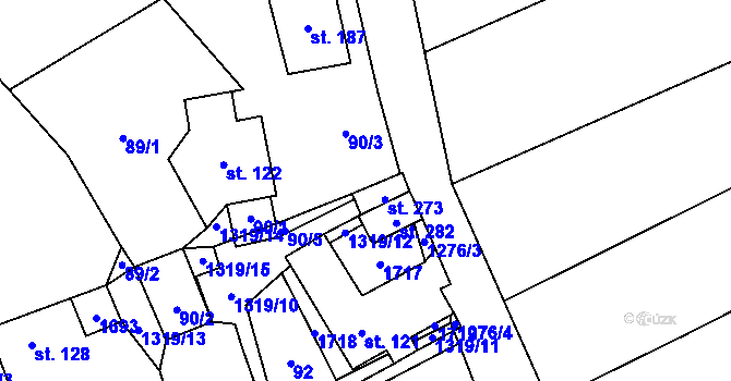 Parcela st. 281 v KÚ Pustá Kamenice, Katastrální mapa