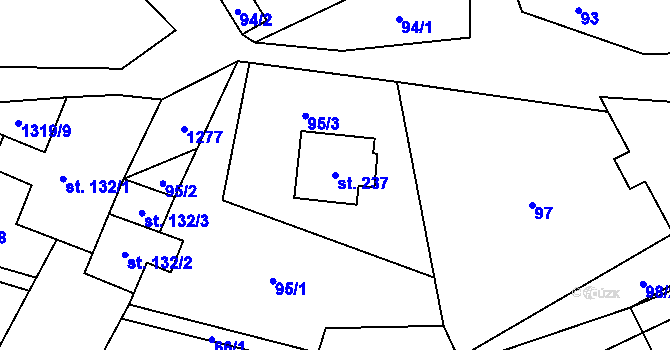 Parcela st. 237 v KÚ Pustá Kamenice, Katastrální mapa