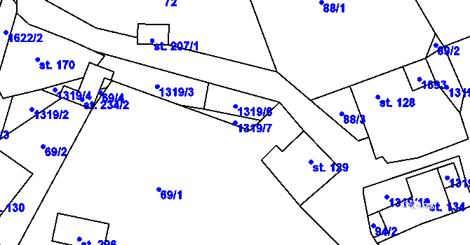 Parcela st. 1319/7 v KÚ Pustá Kamenice, Katastrální mapa