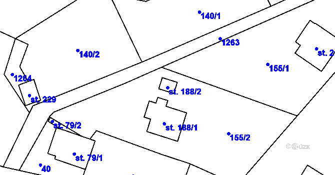 Parcela st. 188/2 v KÚ Pustá Kamenice, Katastrální mapa