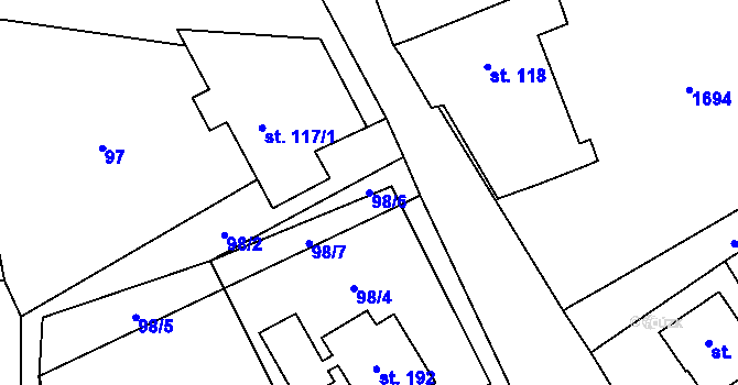Parcela st. 98/6 v KÚ Pustá Kamenice, Katastrální mapa