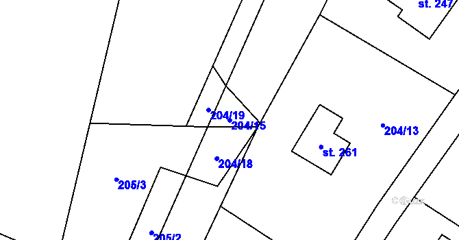 Parcela st. 204/15 v KÚ Pustá Kamenice, Katastrální mapa