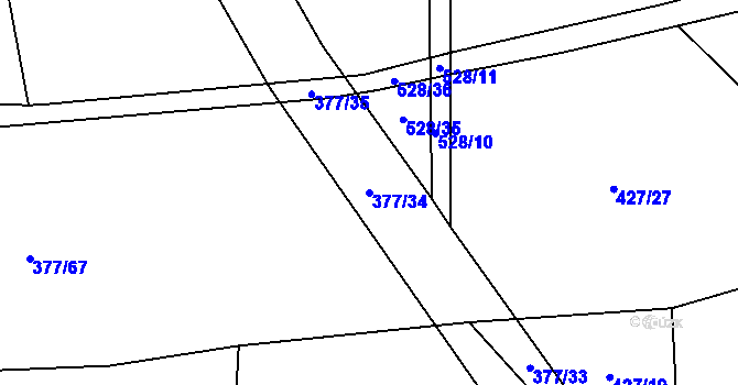 Parcela st. 377/34 v KÚ Pustá Kamenice, Katastrální mapa