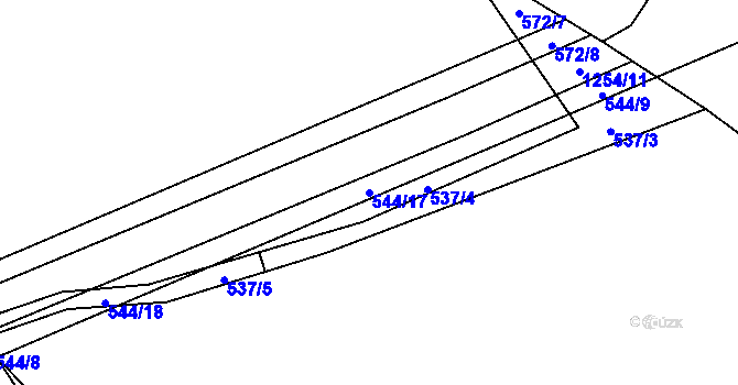 Parcela st. 544/17 v KÚ Pustá Kamenice, Katastrální mapa