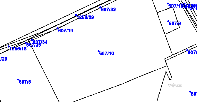 Parcela st. 607/10 v KÚ Pustá Kamenice, Katastrální mapa