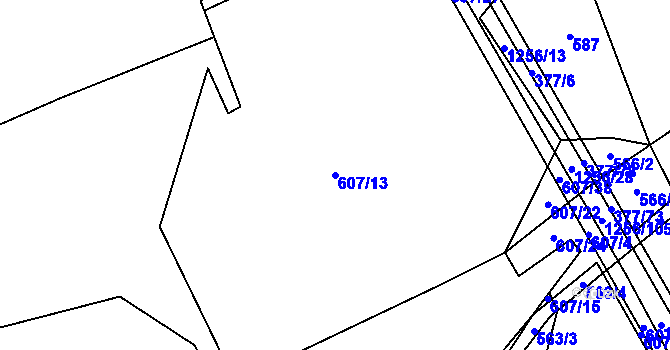 Parcela st. 607/13 v KÚ Pustá Kamenice, Katastrální mapa