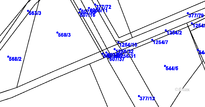 Parcela st. 607/14 v KÚ Pustá Kamenice, Katastrální mapa