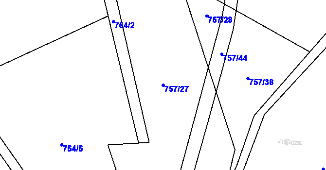 Parcela st. 757/27 v KÚ Pustá Kamenice, Katastrální mapa