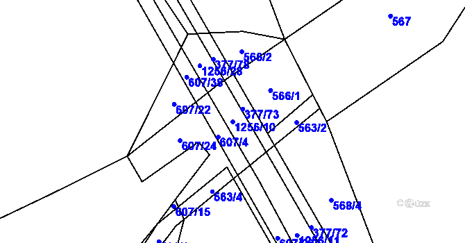 Parcela st. 1256/10 v KÚ Pustá Kamenice, Katastrální mapa