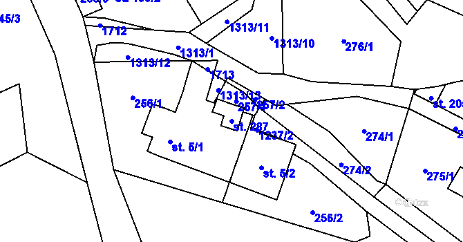 Parcela st. 287 v KÚ Pustá Kamenice, Katastrální mapa