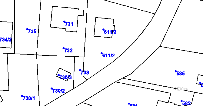 Parcela st. 611/2 v KÚ Pustá Polom, Katastrální mapa