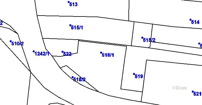 Parcela st. 518/1 v KÚ Pustá Polom, Katastrální mapa