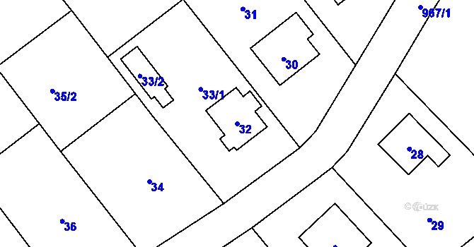 Parcela st. 32 v KÚ Pustá Polom, Katastrální mapa