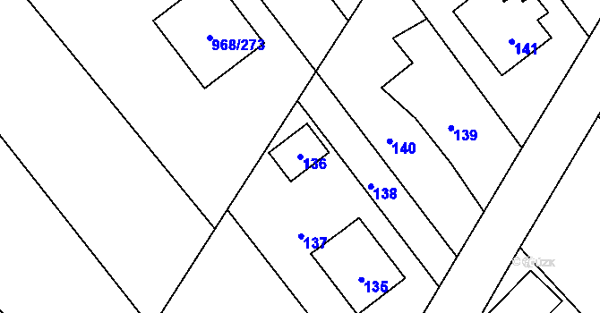 Parcela st. 136 v KÚ Pustá Polom, Katastrální mapa