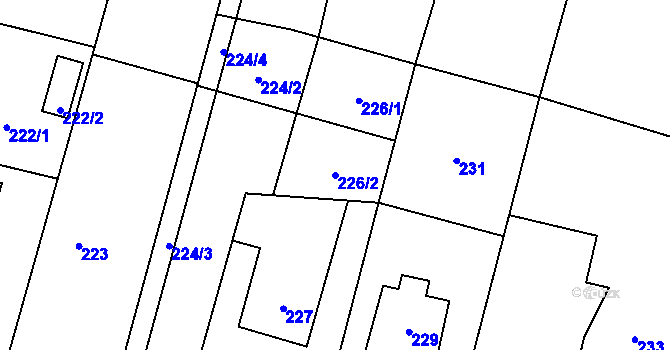 Parcela st. 226/2 v KÚ Pustá Polom, Katastrální mapa