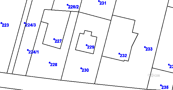 Parcela st. 229 v KÚ Pustá Polom, Katastrální mapa