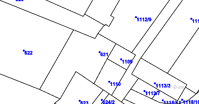 Parcela st. 621 v KÚ Pustá Polom, Katastrální mapa