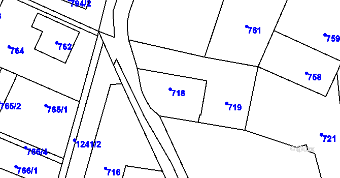 Parcela st. 718 v KÚ Pustá Polom, Katastrální mapa